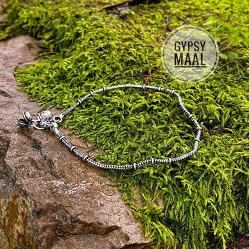 Silver Rope Anklet With Ghungroos